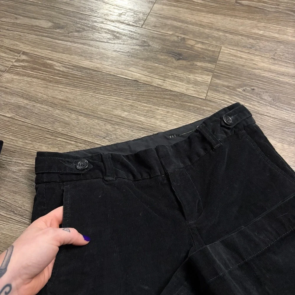 90s Vintage Eddie Bauer Velvet Corduroy Flare Tailored Pants (Black) Size 2P